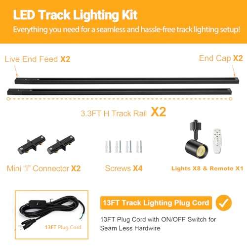 Dimmable Plug in Track Lighting with Remote (Black / 8 Lights)