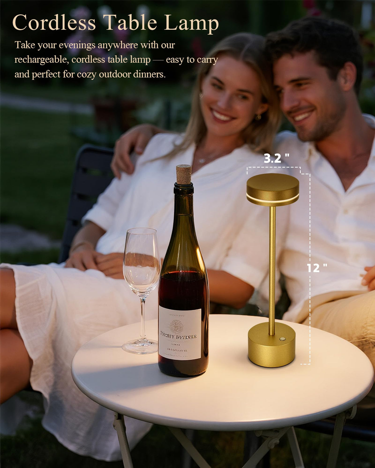 2 Pack LED Cordless Table Lamp Rechargeable (Bright Gold (Set of 2))