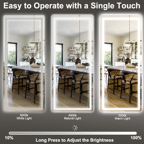 34x76 inch Full Length Mirror with Lights (Rectangle / 76"L x 34"W)