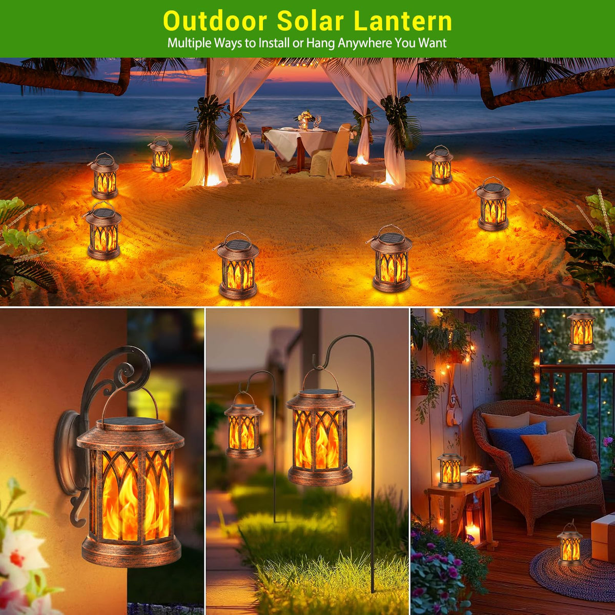 Hanging Solar Lights Lantern Outdoor (Copper / 2 Pack)