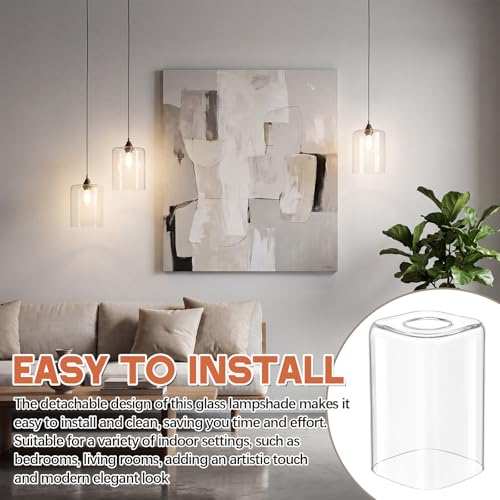 3 Pcs Square Vanity Clear Glass Shade Replacements for Pendant (Clear / Clear)