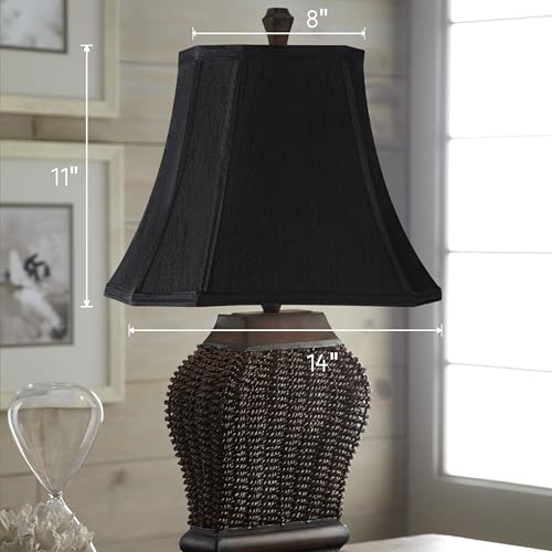 Black Rectangular Lamp Shade for Table Lamps Set of 2 (8 x 14 x 11 inches - 2 Pack / Black Faux Silk)