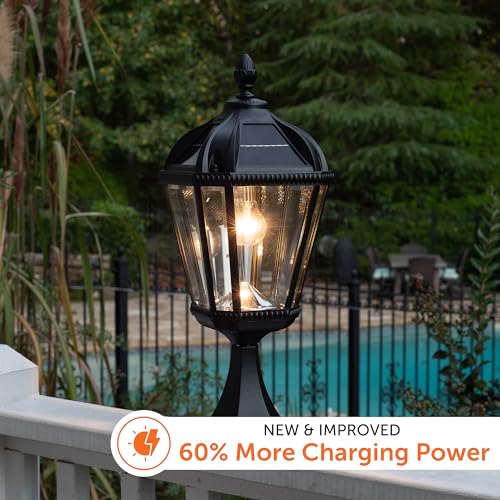 Outdoor Solar Post Light with Pier Base (Single Lamp Only - Pier Mount / Black)