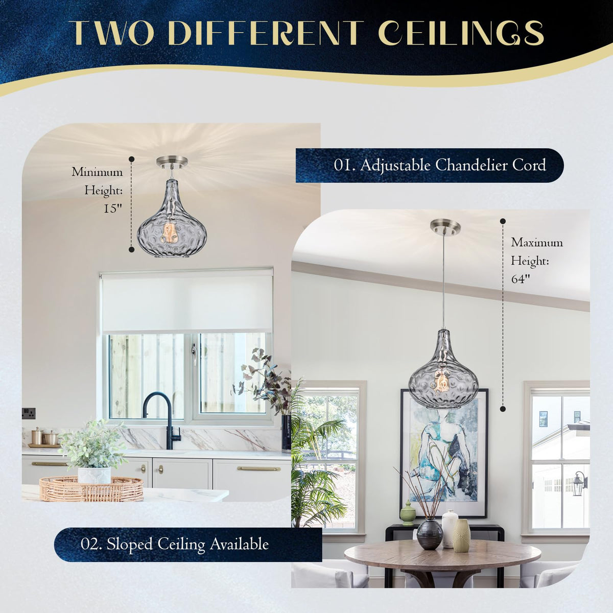 11" Smoked Hammered Glass Pendant Light (Smoked)