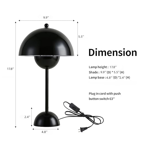 Creative Mid Century Modern Bud Table Lamp for Home&Office (Glossy Black)