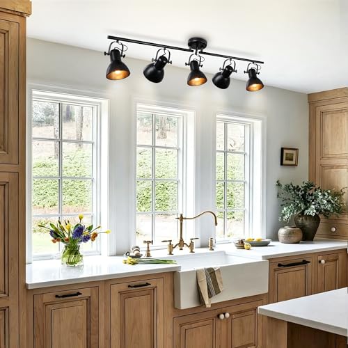 5 Light Track Lighting Fixtures Ceiling Black Track Lights 47.24" (5 Light)