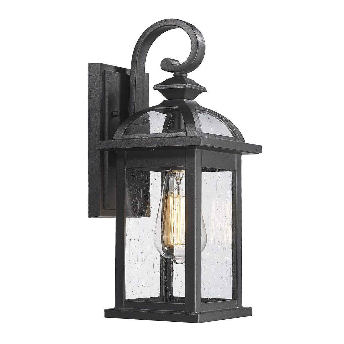 Outdoor Wall Lights for House (Black-Seeded Glass / 15")