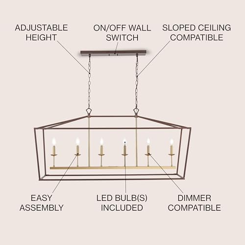 Pagoda 6 Light Pendant 49" Cage (Oil Rubbed Bronze/Brass Gold)