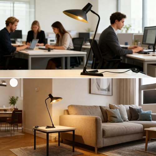 Industrial Desk Lamp Metal Modern Table Lamp 22" (Sand Black)