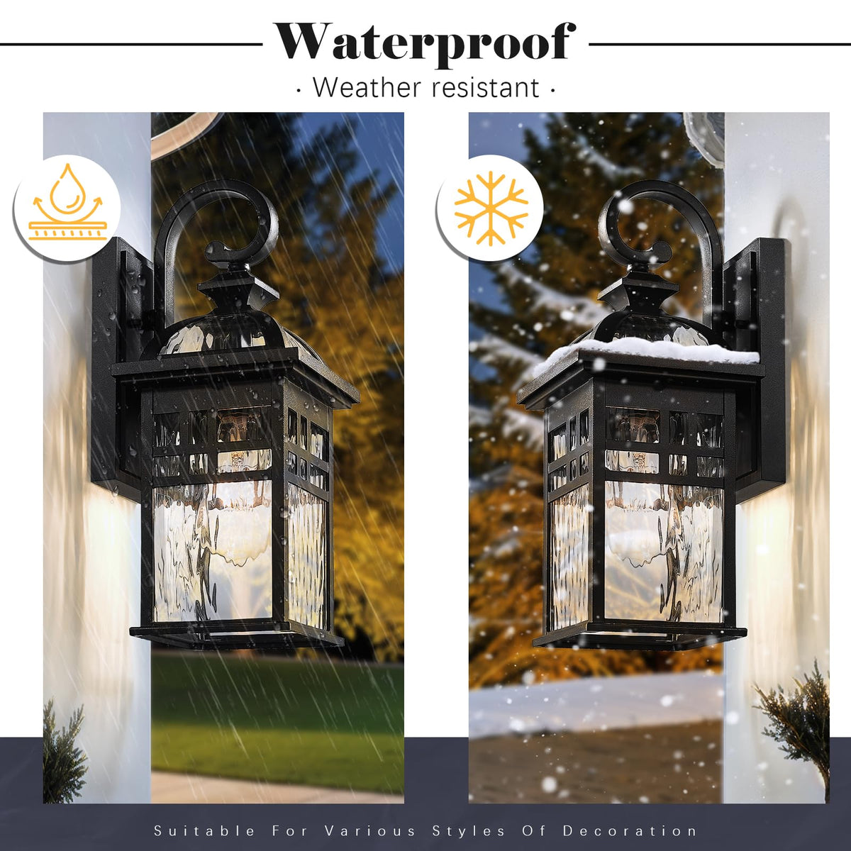 Porch Lights Outdoor Lighting Exterior Lighting Fixture (Black / 15 inch)