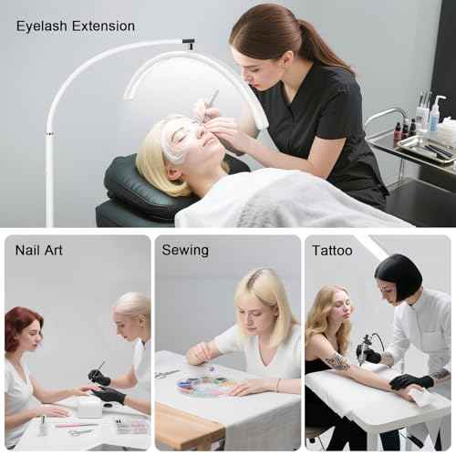 Half Moon Lash Light with Tool Tray for Eyelash Extensions & Estheticians (White)