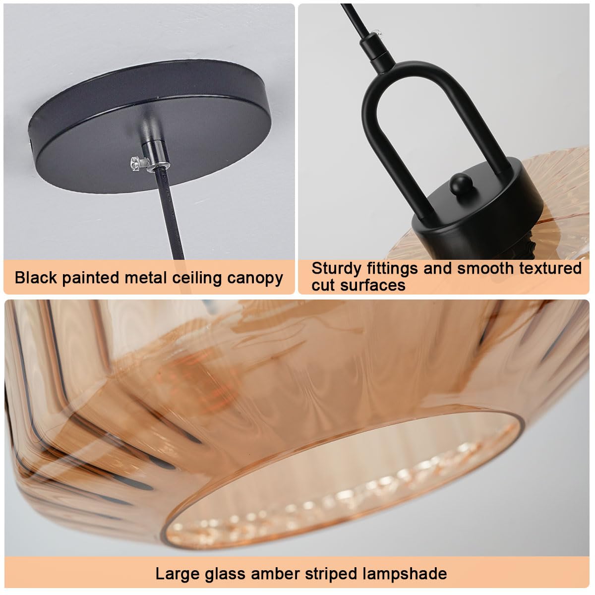 Amber Glass Pendant Light Fixtures 2 (Amber-2)