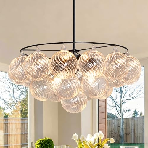 Glass Globe Linear Chandeliers for Dining Room Kitchen Island Modern Sputnik Chandelier