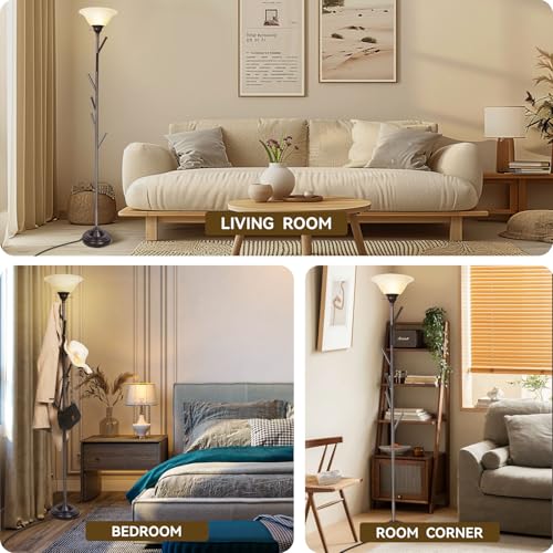 Standing Tall Lamp with Standing Coat Rack Tree (Lamp with Standing Coat - Brown)