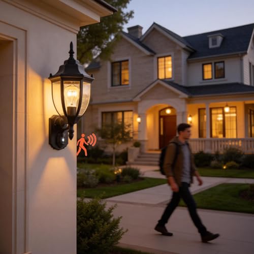 Porch Lights Outdoor Motion Sensor Wall Sconce Anti (Black / Standard - 2 Pack)