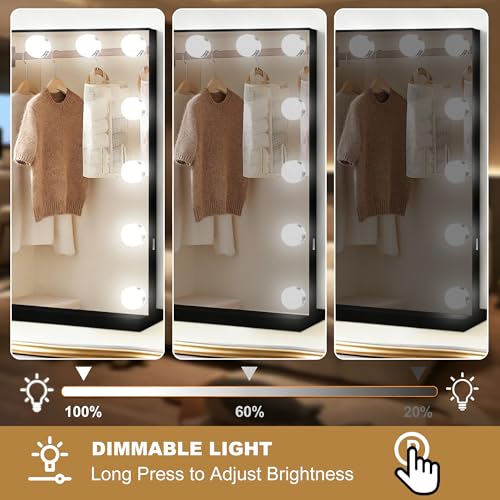 Vanity Mirror with Lights (Black / 26"L x 20"W)