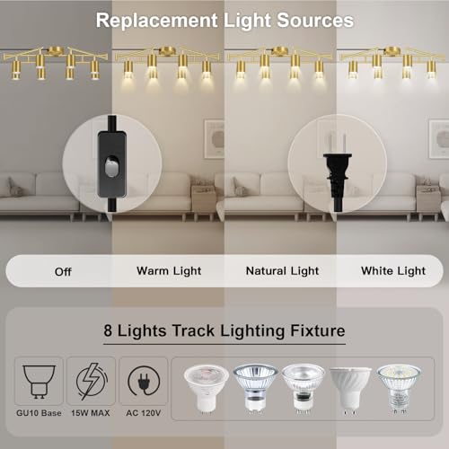 Plug in Track Lighting LED (8-Light Track Light(Gold))