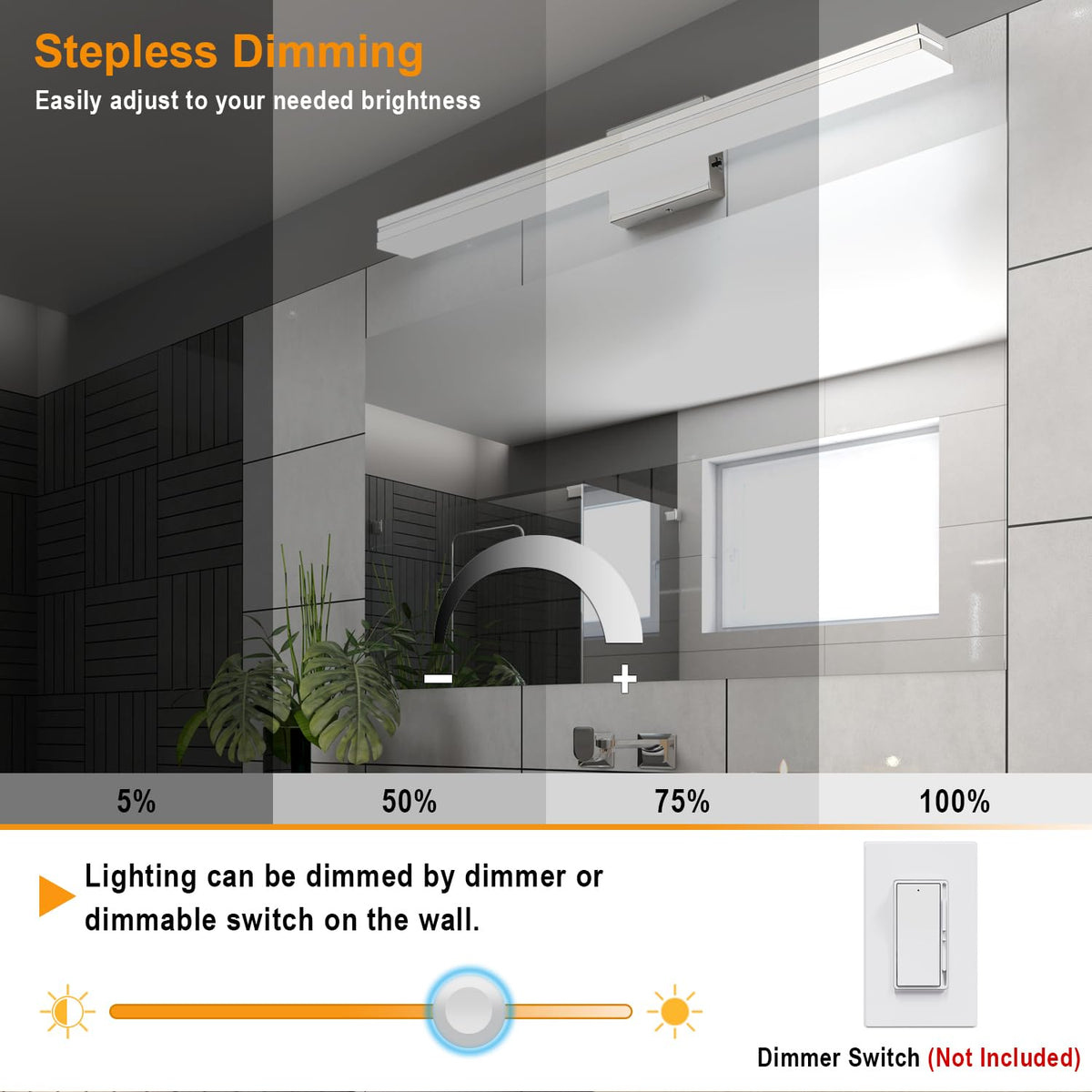 LED Modern Bathroom Vanity Light Bar (24-Inch / Chrome)