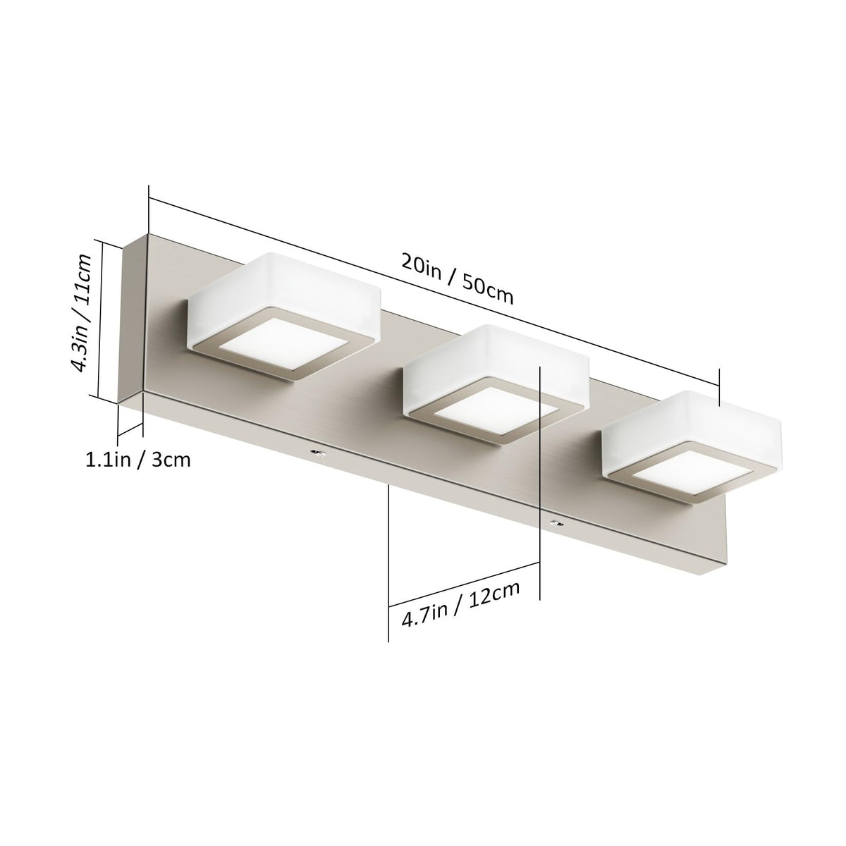 Brushed Nickel Bathroom Vanity Lights Metal Acrylic LED Modern Bathroom Wall Lighting Fixtures Brushed Nickel (Brushed Nickel / 20 inch)