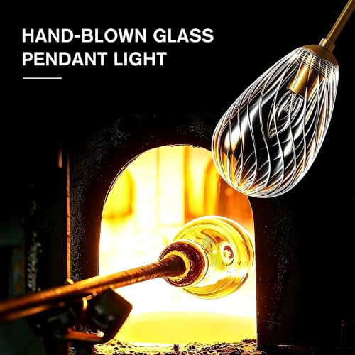 Brushed Gold Twisted Glass Pendant Lights Kitchen Island Modern (2-Pack Brushed Gold)