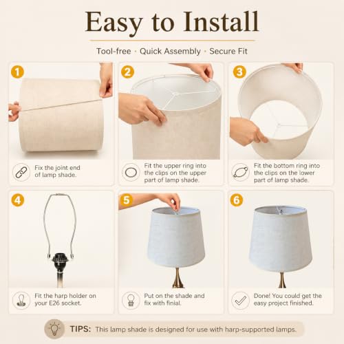 Large Drum Lamp Shades Set of 2 (White / 12" x 16" x 11")