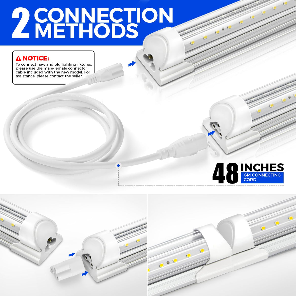 T8 LED Shop Lights 8FT (5000K / 8ft-4 Packs)