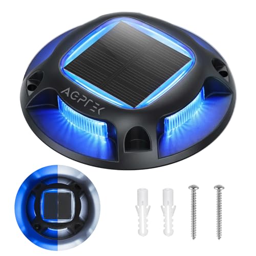 Solar Driveway Light Outdoor 1 Pack (Blue Light & Cool White, Black / 1 Pack)