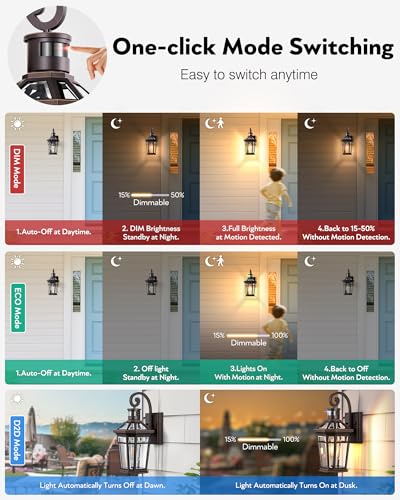 Motion Sensor Porch Lights Outdoor Wall Mount (Oil Rubbed Bronze(Gold Trim) / 1-pack)