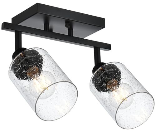 2 Light Black Track Lighting Kit Ceiling Mount Kitchen Track Lighting Fixtures (Black / 2-Light)