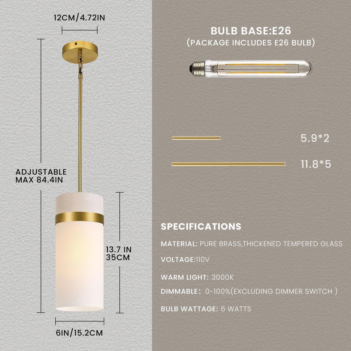 Brass Pendant Light Fixtures (6-In-Brass)