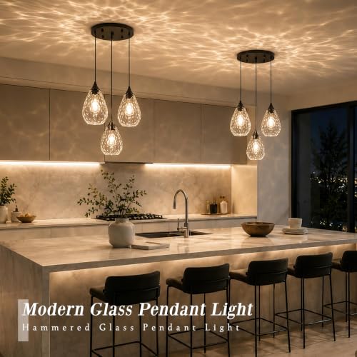 Black Glass Pendant Lights Kitchen Island 3 (Black, 3-Light / 6.3 Inch, 3-Light)