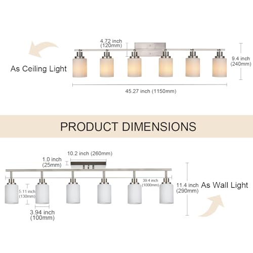 6 Lights Track Lighting Ceiling (Brushed Nickel / 6-Lights)