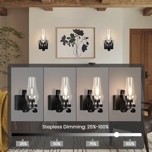 Battery Operated Wall Sconces (Black / Battery Operated)