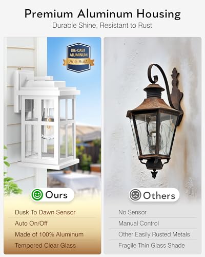 Large White Outdoor Wall Lights (Large Dusk to Dawn 1 Pack / White)