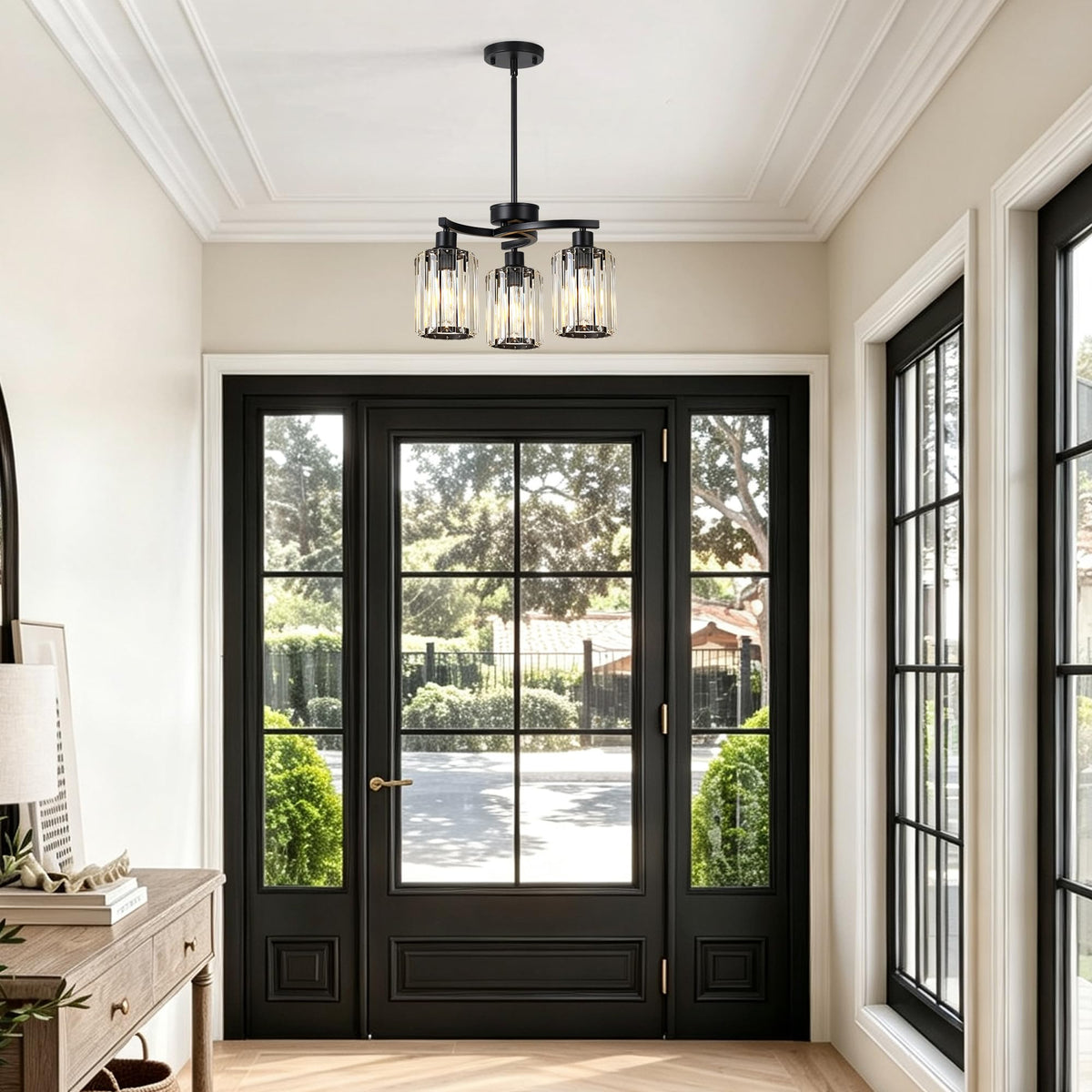 3 Light Black Crystal Chandelier (Black&Crystal / 3-Light)