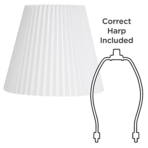 Edie Large White Linen Knife Pleat Lamp Shade 10x17x14.75 (White)