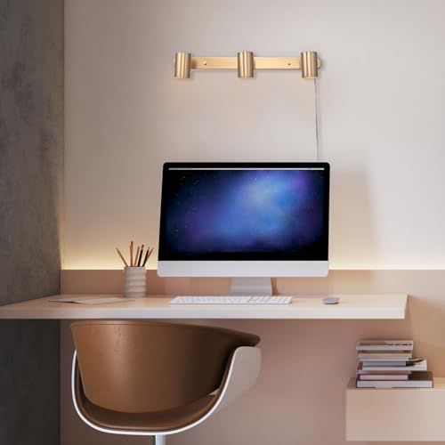 3-Light Plug-in Track Lighting, Matte Brass, Adjustable Heads, 15-Foot Cord, 59469 (Dale (Brass))