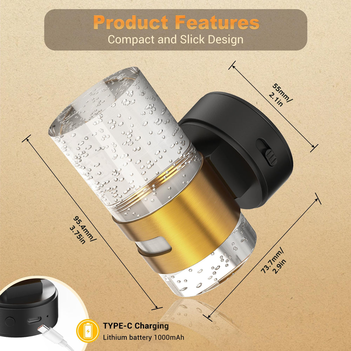 Motion Sensor Night Light (Gold-Battery)