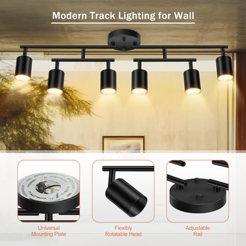 Track Lighting Fixtures Ceiling Black (Black / 29.9" 6 Light Track Light)