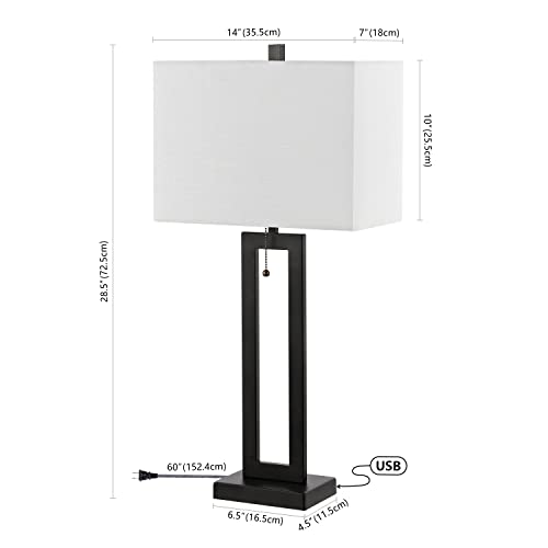 Sabrina 28.5" Metal USB Industrial Lamp (Black)