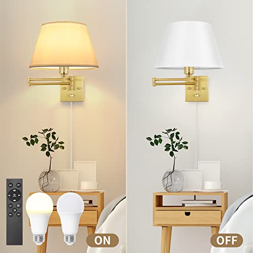 Remote Control Dimmable Wall Sconce (Gold-Remote / Large)