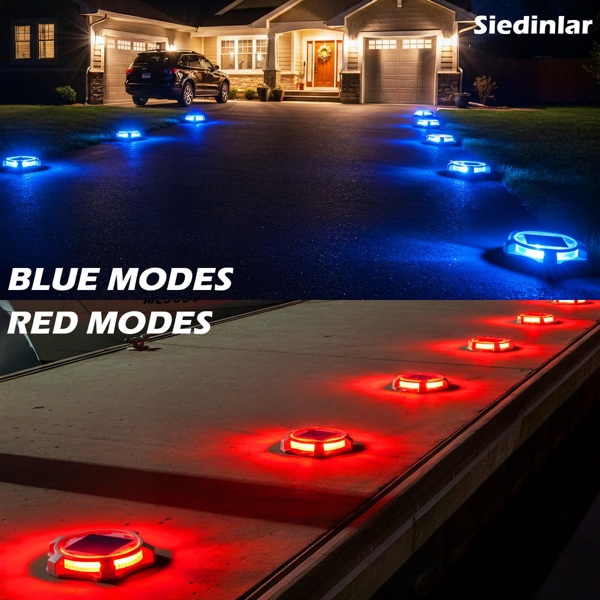Solar Deck Lights Outdoor (Blue & Red / 1 Pack)