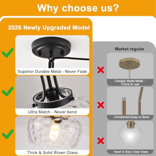Plug in Pendant Lights Kitchen Island (1 Pack-Matte Black-10"(Plug-and-Play))