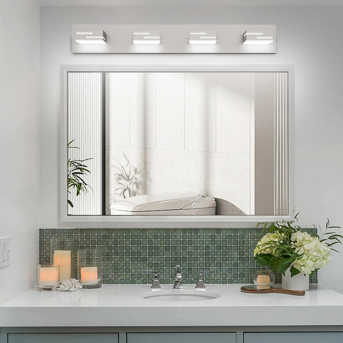 LED Modern Bathroom Vanity Light Fixtures (Nickel / 4-light, 30-inch)