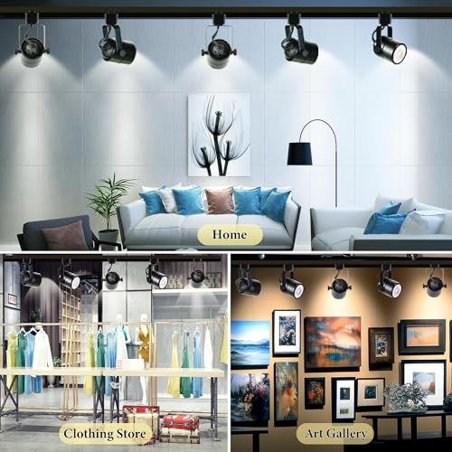 LED Track Lighting Kit GU10 6000K Cool White 6 Lights Black