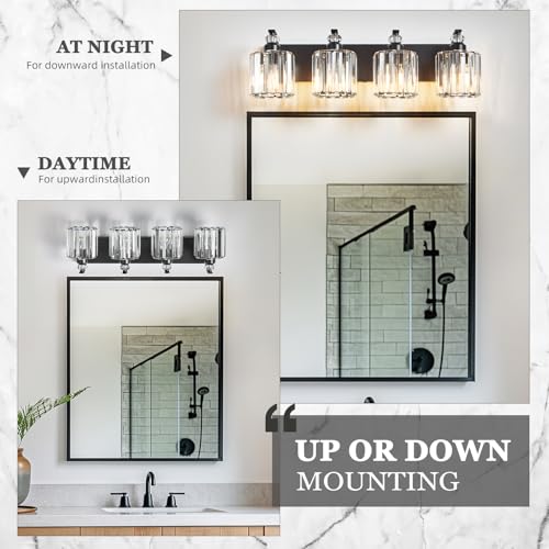 4 Light Black Bathroom Light Fixture Modern Vanity Lights Over Mirror Vintage Wall Sconce Lighting for Bathroom (Black-B / 4-Lights)