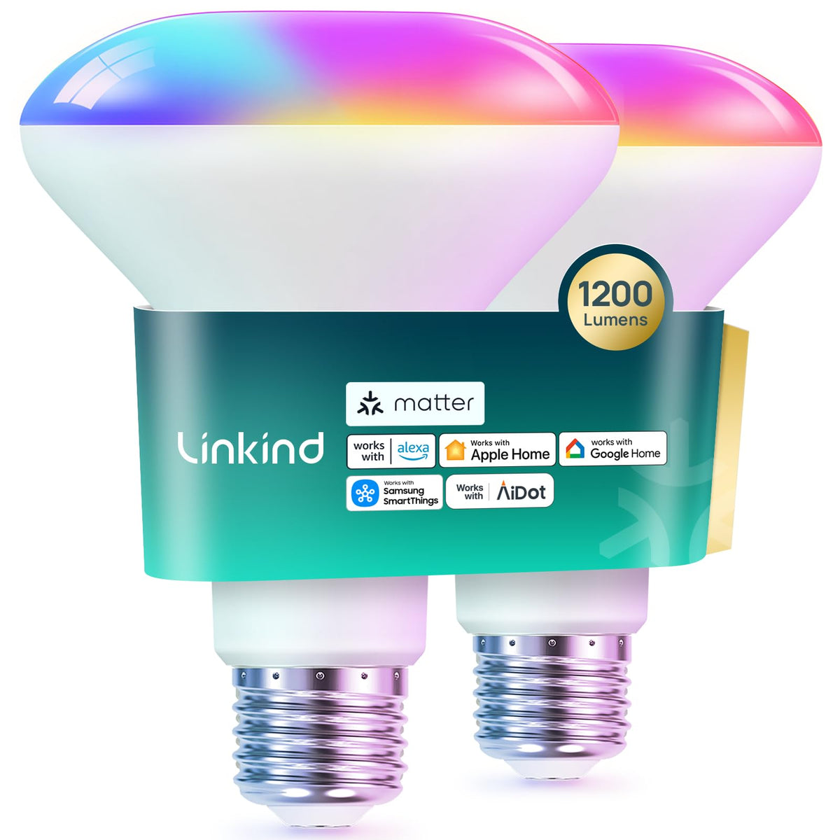 Matter BR30 Smart Light Bulbs (Single-zone / 1200lm-2pk)
