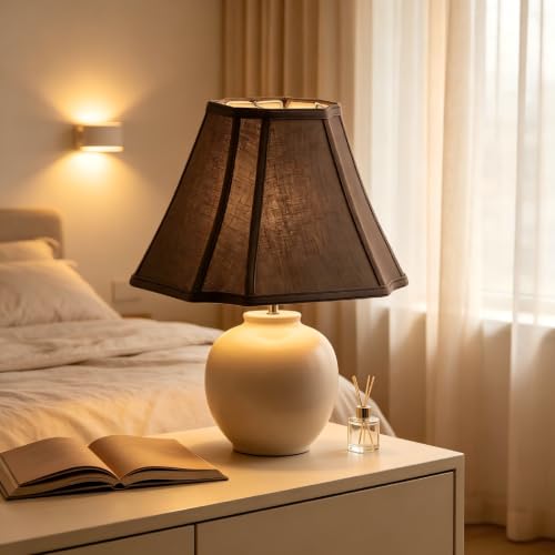 P20-Z-CO-1 Coffee Brown Linen Square Cut Corner Bell Lamp Shade Medium Lampshade 6.25×6.25''Top13×13''Bottom×11''Hight(Spider) Rustic Lamp Shade for Table & Floor Lamp - Lampshade Replacement (Coffee Brown / (6.25*6.25)(13*13)11* 1 Pack)