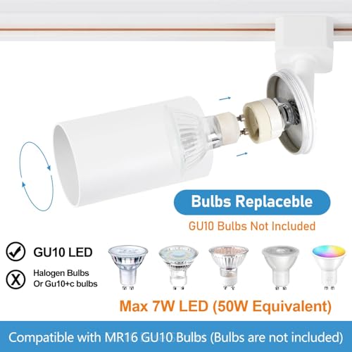 6 Lights LED Track Lighting Kit with 6.6FT H Track Lighting Rails & Floating Canopy Connector (White / 6 Lights)