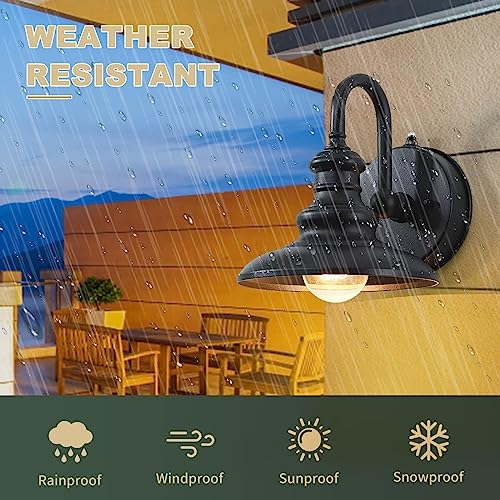 Dusk to Dawn Outdoor Wall Sconce Exterior Gooseneck Barn Light Fixtures Waterproof Wall Mounted Farmhouse Lamp Anti